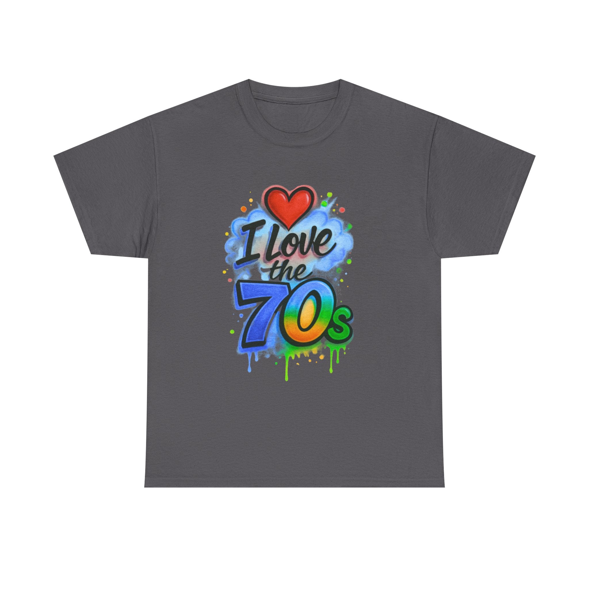 I'm Old School - I Love the 70s: Retro Airbrushed Inspired Design, Vintage Heart Typography with Spray Paint Effects