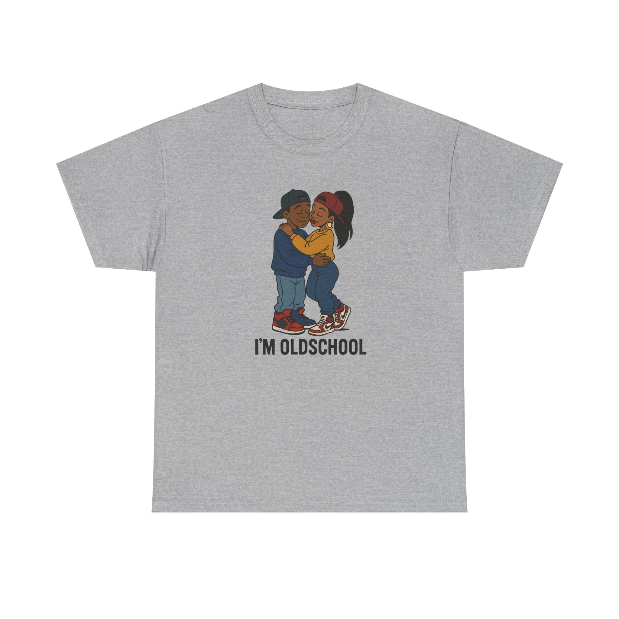 I'm Old School - That Old School Love: Retro Hip-Hop Couple Illustration, 1990s Street Fashion Artwork, Vintage Cartoon Characters with Bold Outlines