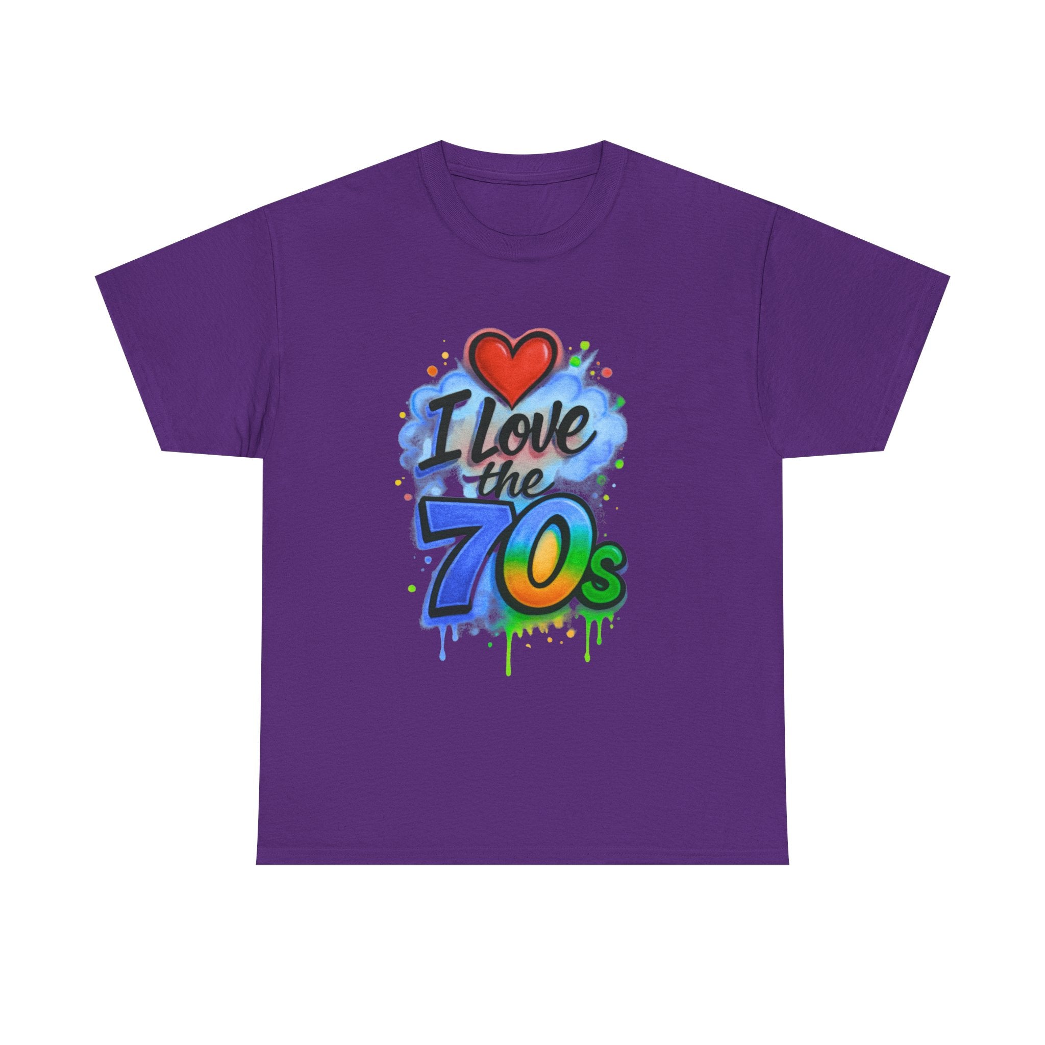 I'm Old School - I Love the 70s: Retro Airbrushed Inspired Design, Vintage Heart Typography with Spray Paint Effects