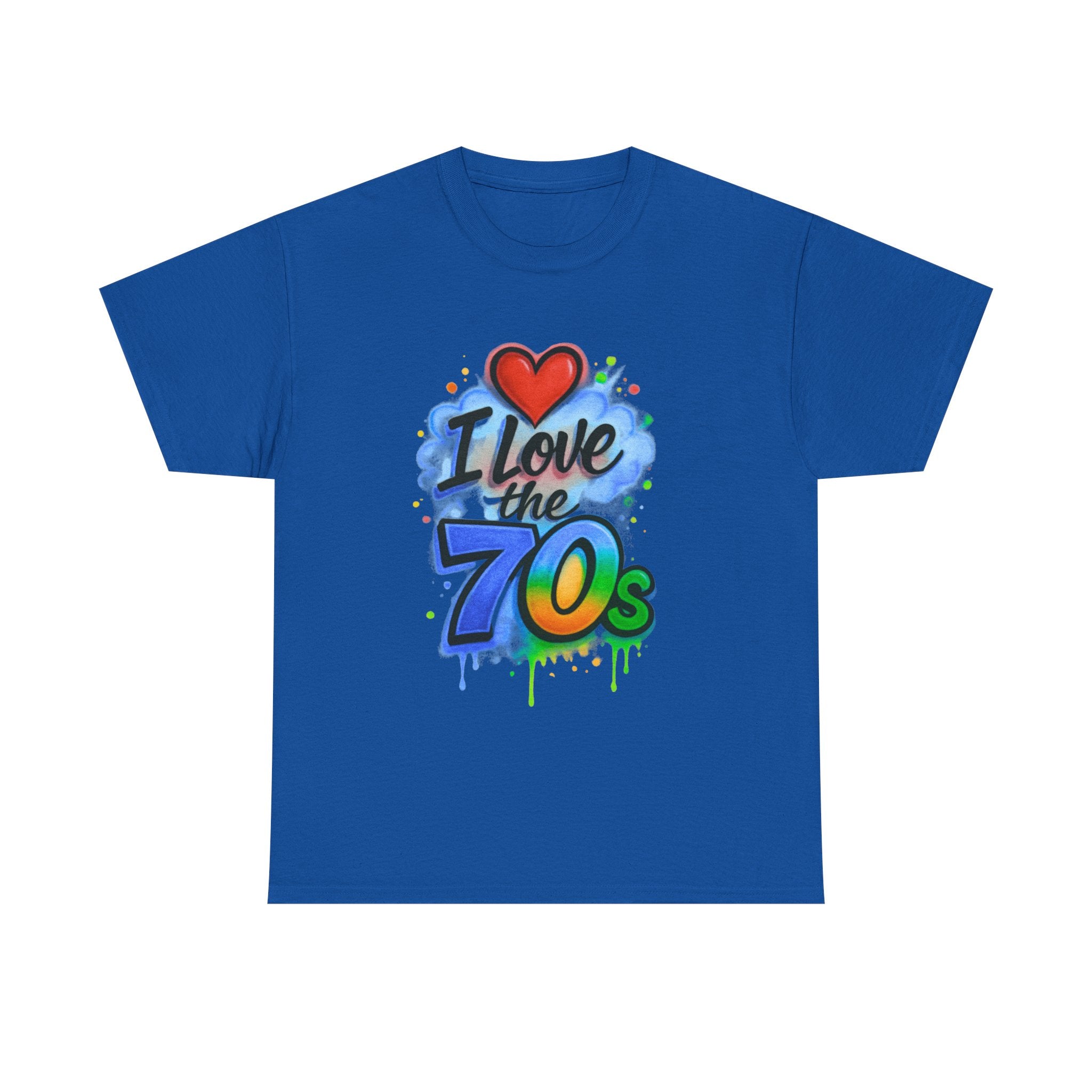 I'm Old School - I Love the 70s: Retro Airbrushed Inspired Design, Vintage Heart Typography with Spray Paint Effects
