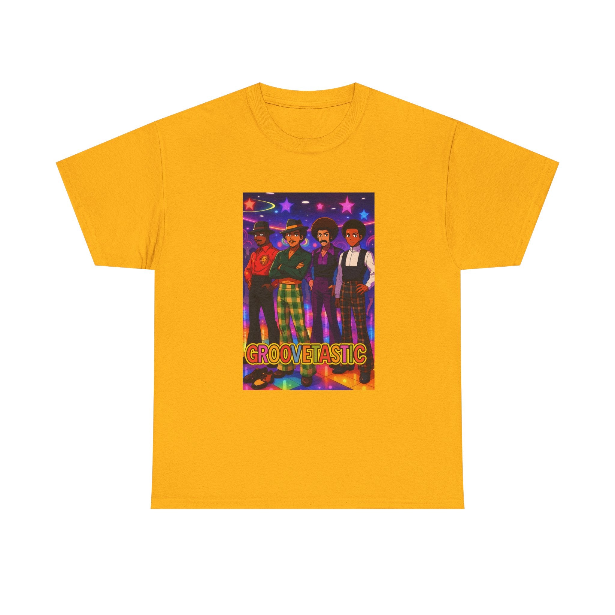 I'm Old School - Groovetastic: 1970s Disco Fashion, Retro Afro Style Men in Bold Geometric Patterns, Vibrant Glam Rock Artwork with Stars and Theatrical Elements