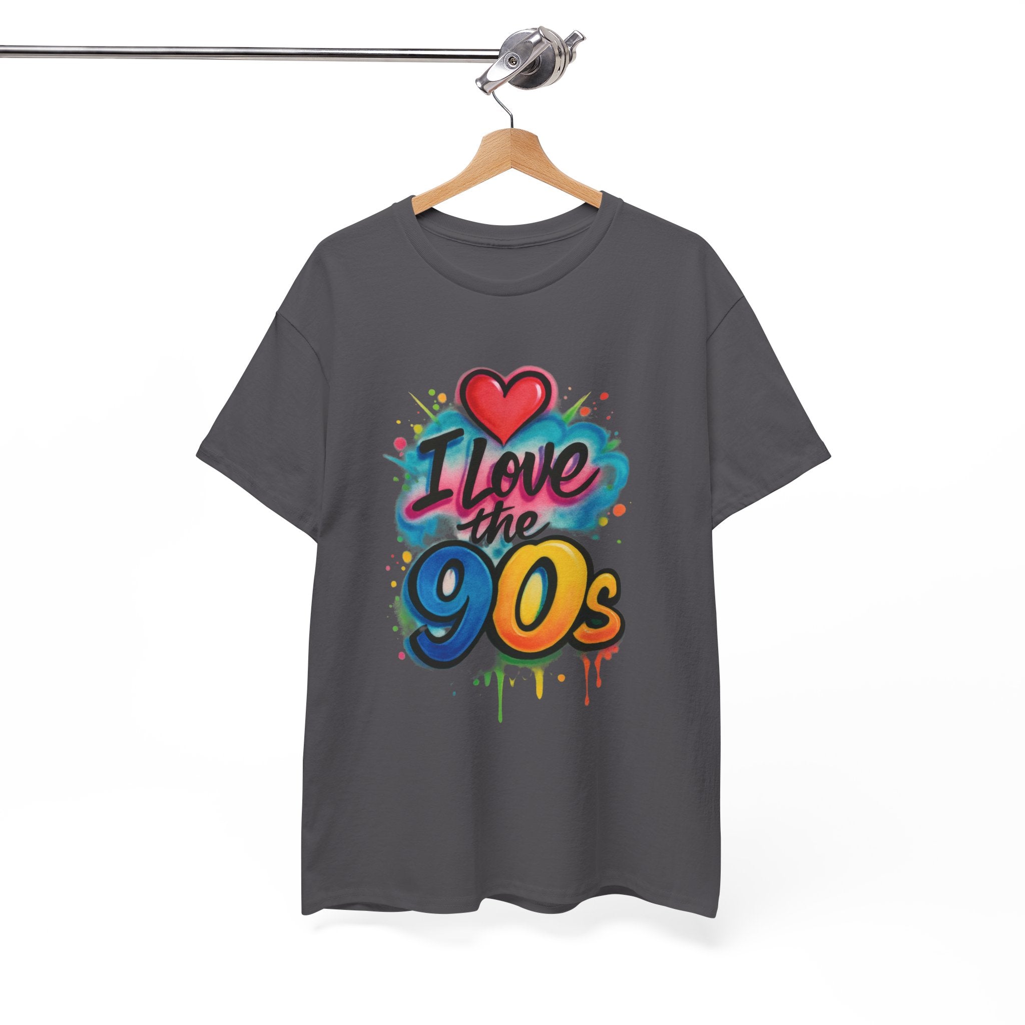 I'm Old School - Love the 90s: Retro Text Design, Watercolor Airbrush Inspired Art, Metallic Graphic