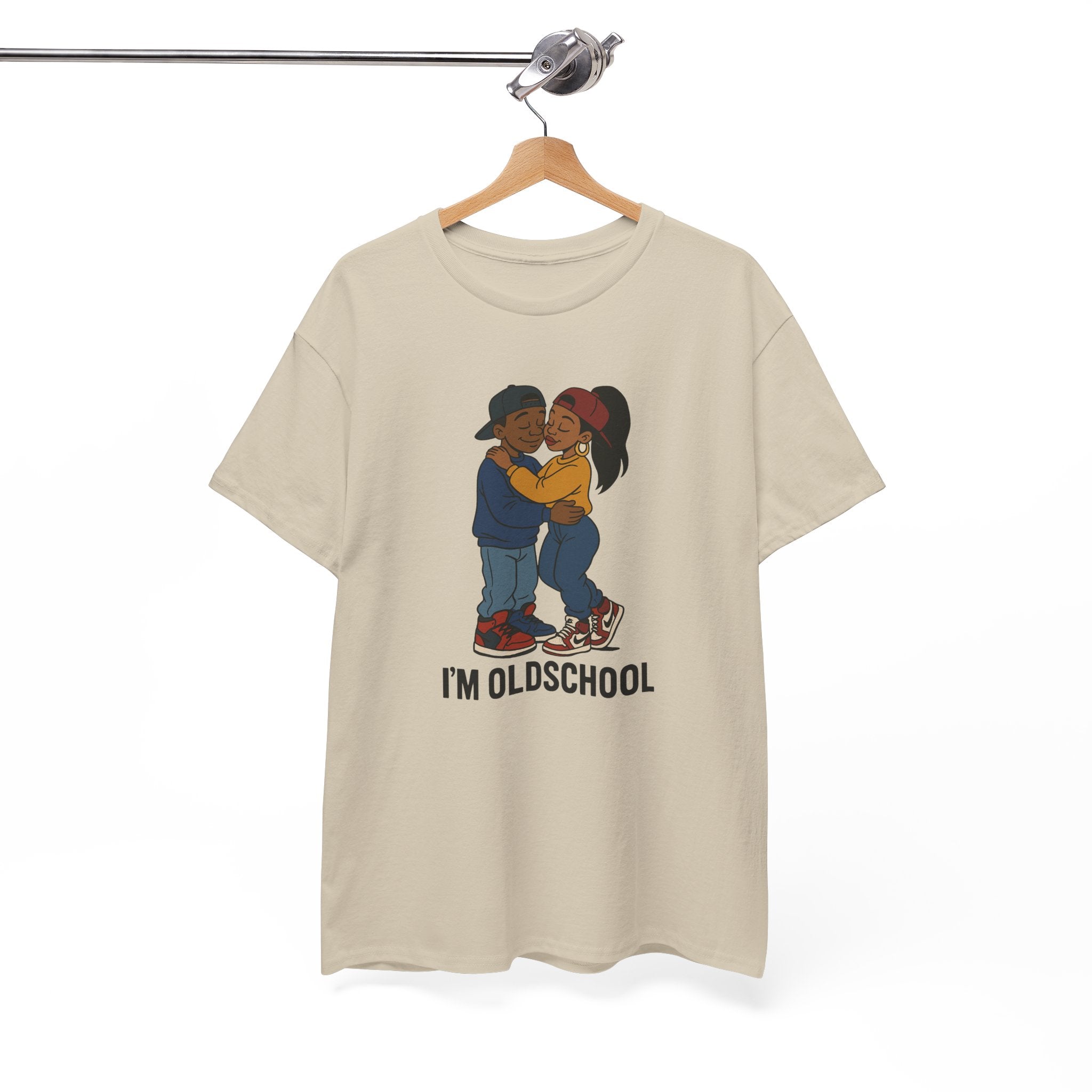 I'm Old School - That Old School Love: Retro Hip-Hop Couple Illustration, 1990s Street Fashion Artwork, Vintage Cartoon Characters with Bold Outlines