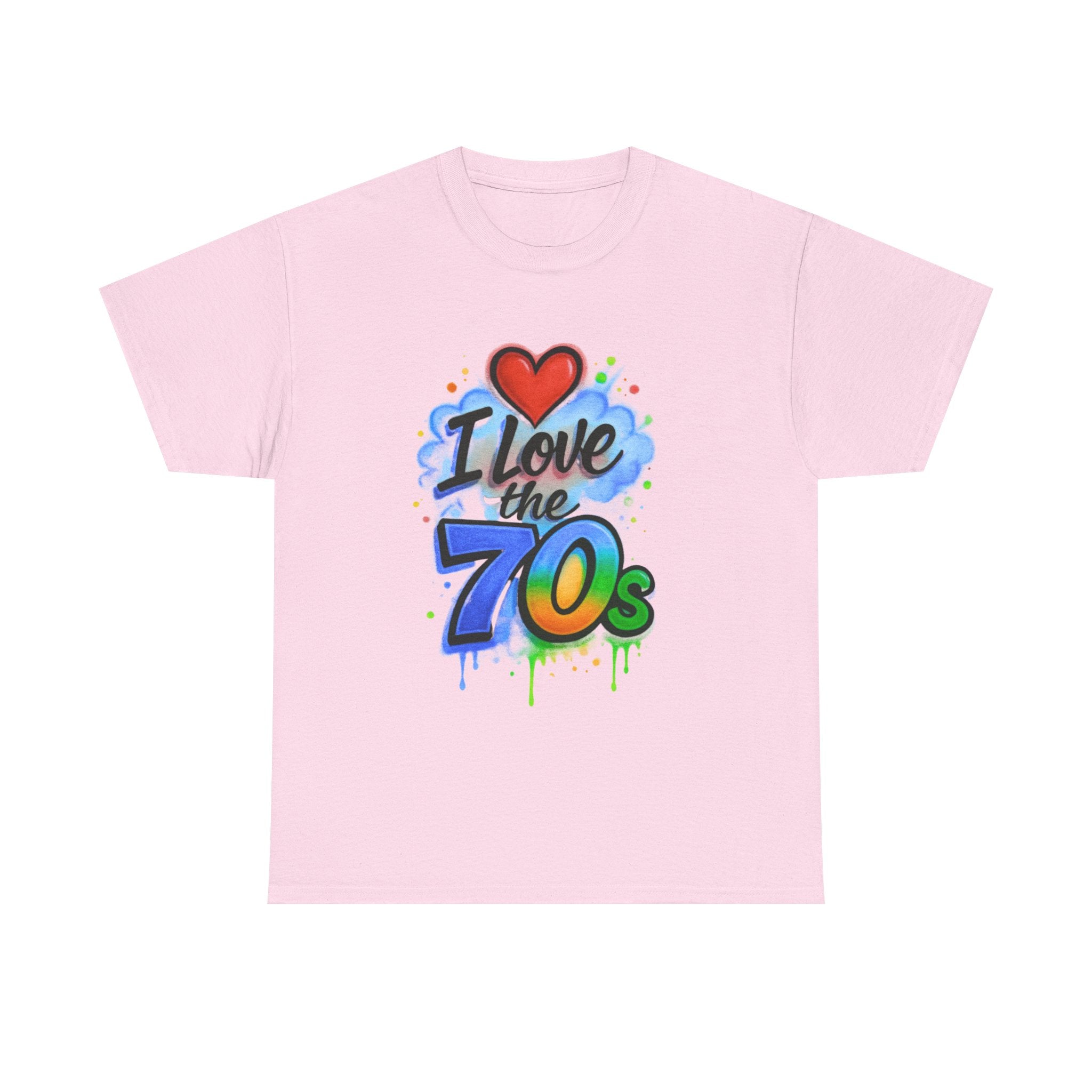 I'm Old School - I Love the 70s: Retro Airbrushed Inspired Design, Vintage Heart Typography with Spray Paint Effects