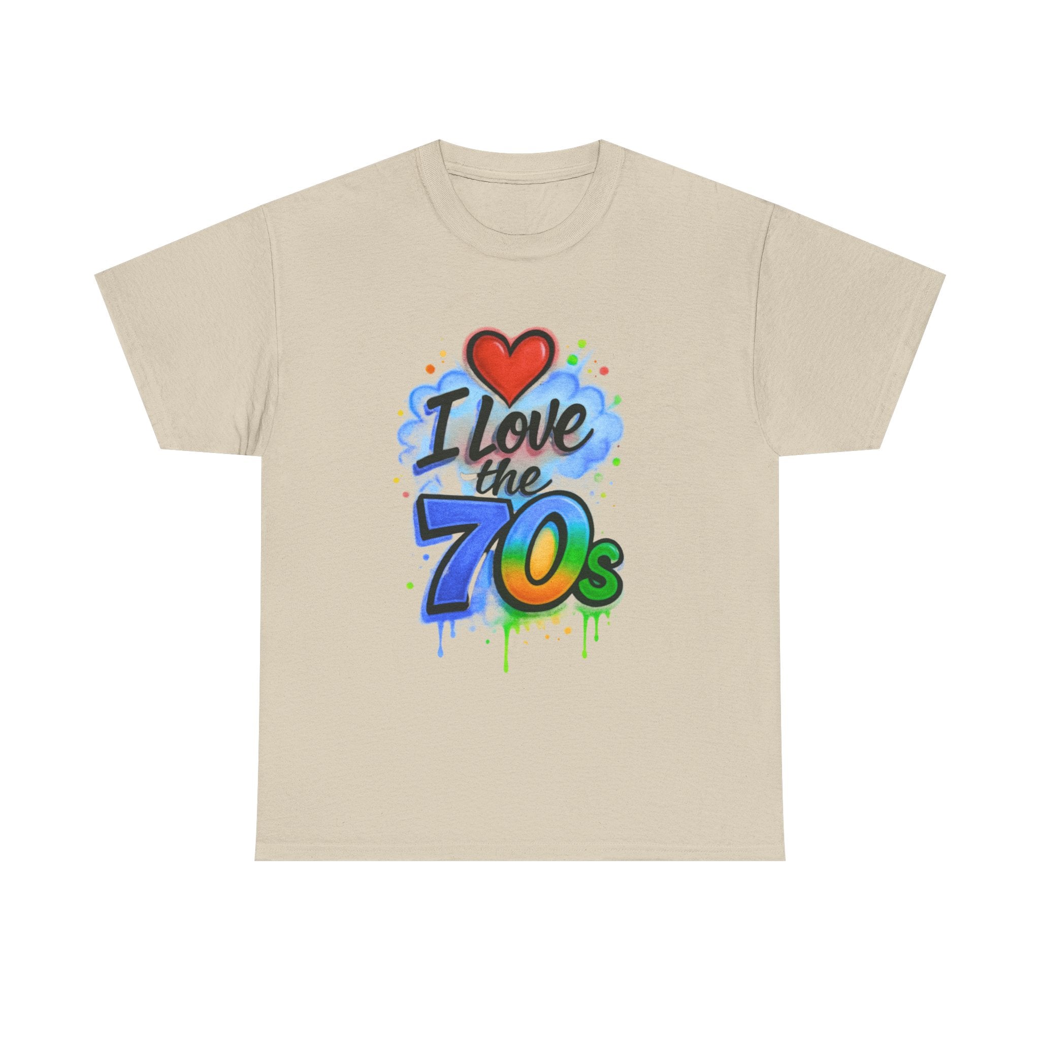 I'm Old School - I Love the 70s: Retro Airbrushed Inspired Design, Vintage Heart Typography with Spray Paint Effects