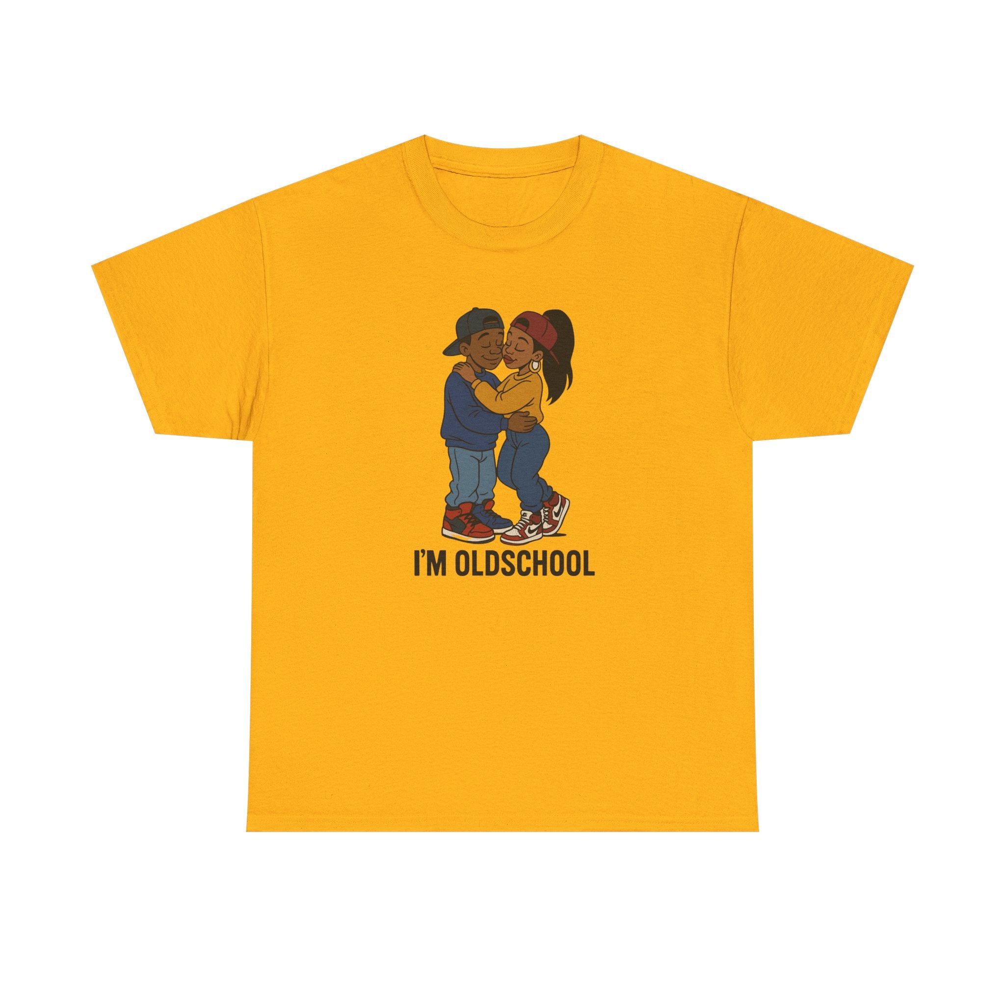 I'm Old School - That Old School Love: Retro Hip-Hop Couple Illustration, 1990s Street Fashion Artwork, Vintage Cartoon Characters with Bold Outlines