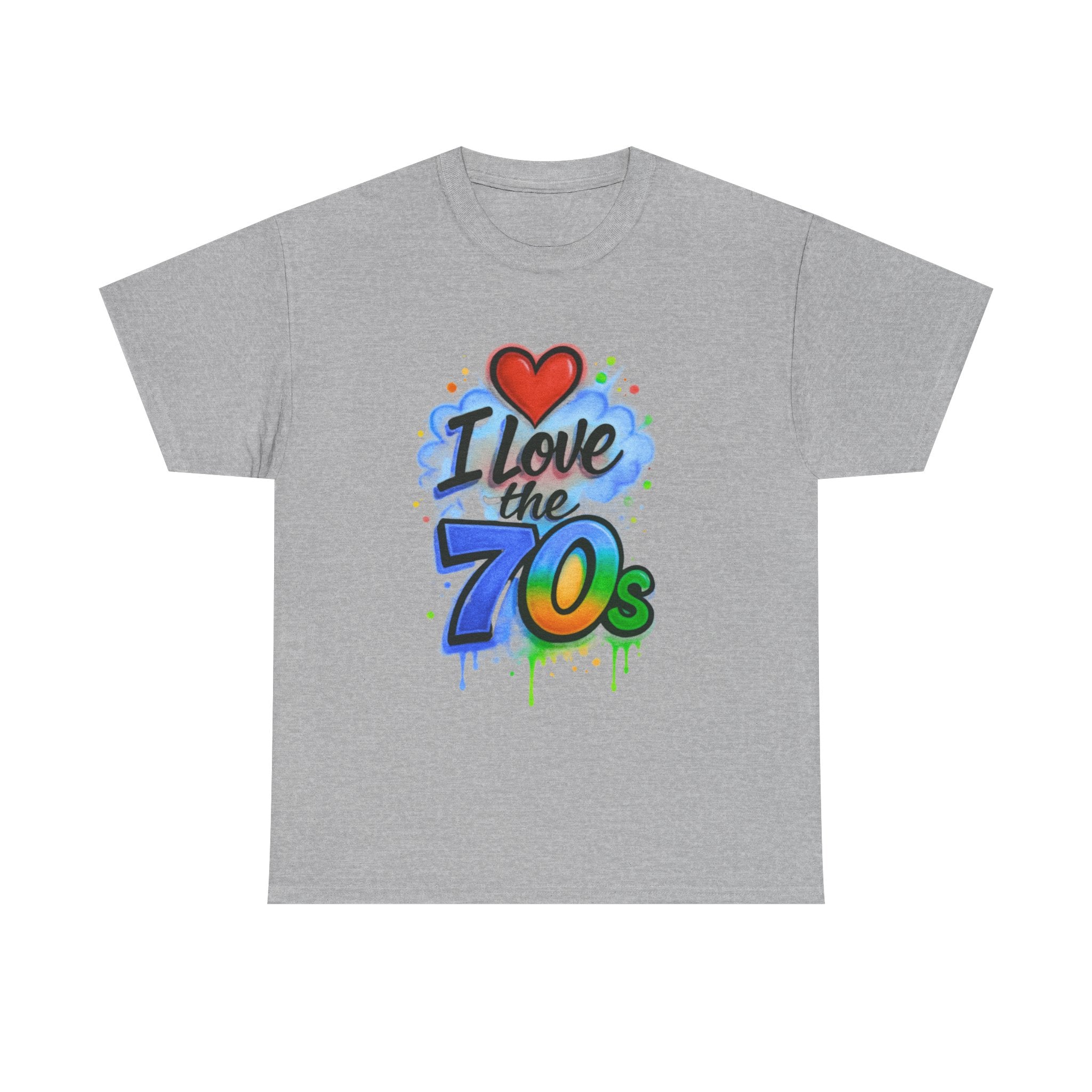 I'm Old School - I Love the 70s: Retro Airbrushed Inspired Design, Vintage Heart Typography with Spray Paint Effects