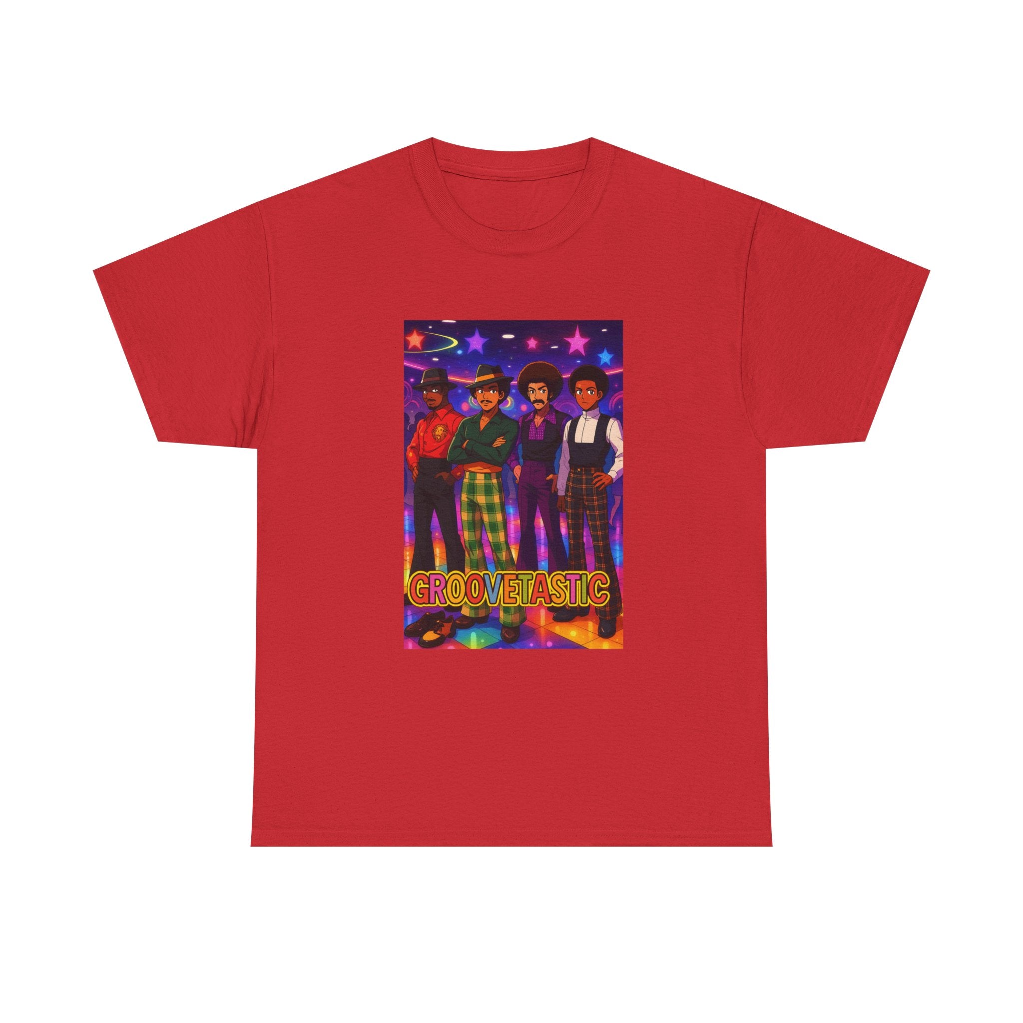 I'm Old School - Groovetastic: 1970s Disco Fashion, Retro Afro Style Men in Bold Geometric Patterns, Vibrant Glam Rock Artwork with Stars and Theatrical Elements