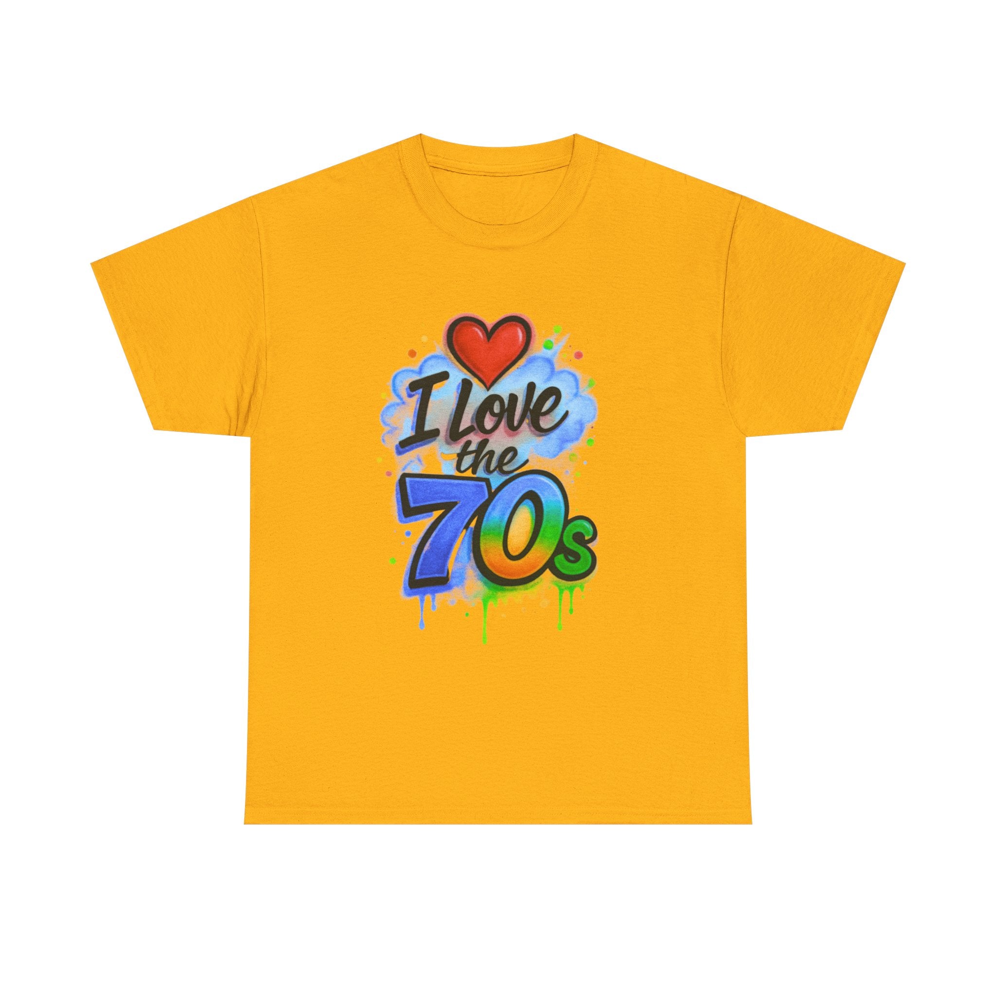 I'm Old School - I Love the 70s: Retro Airbrushed Inspired Design, Vintage Heart Typography with Spray Paint Effects
