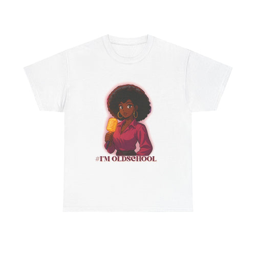 I'm Old School - 70's R&B Diva: Retro Vintage Singer Illustration, Pop Art Microphone Character Portrait